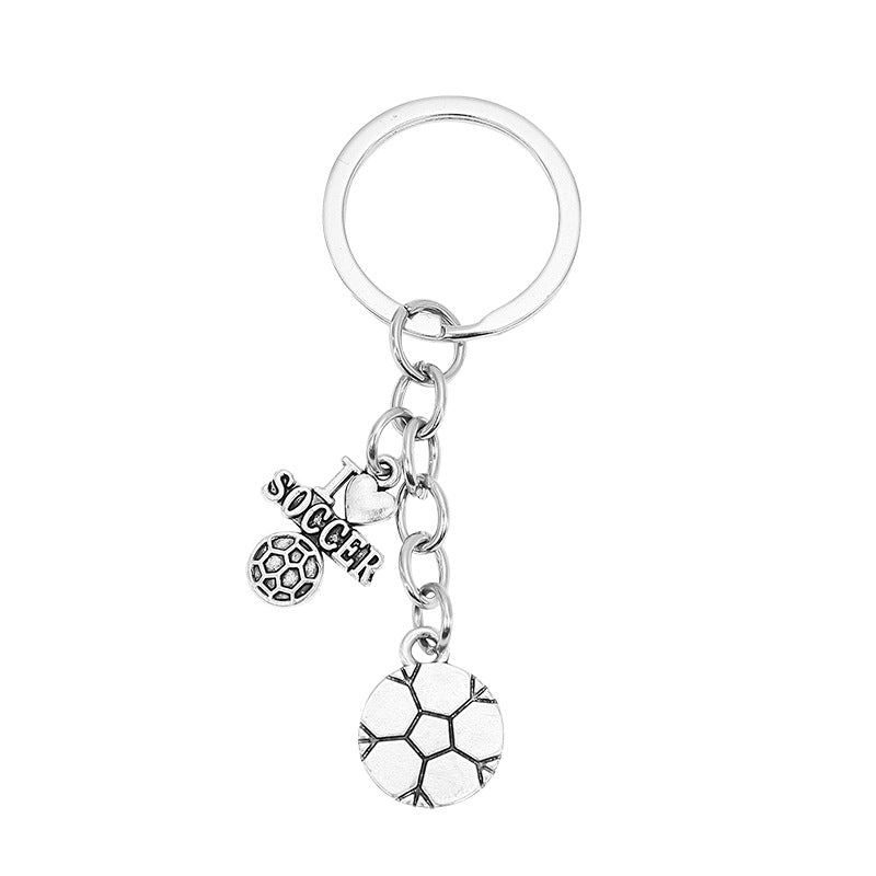 Wholesale 10PCS Alloy Antique Silver Plated Sports Ball Keychain